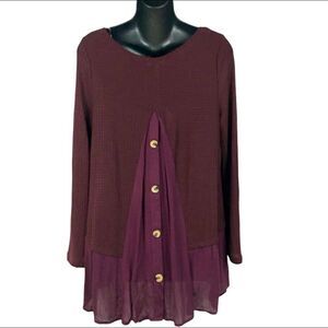 Umgee oversized maroon boho skirted sweater small